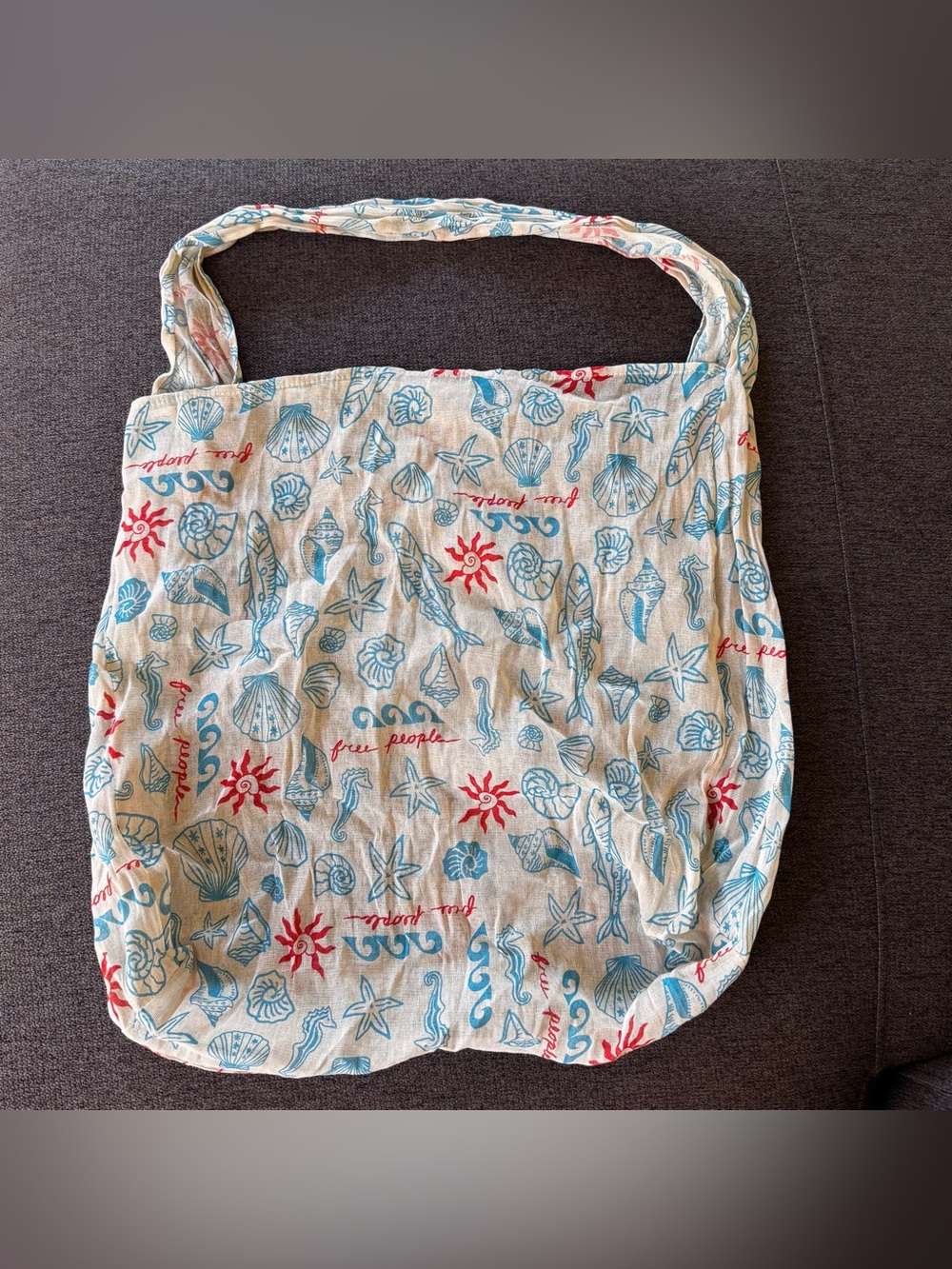 Free People Teal Seashell Tote Bag Boho Beach Resort Coastal - Picture 2 of 7